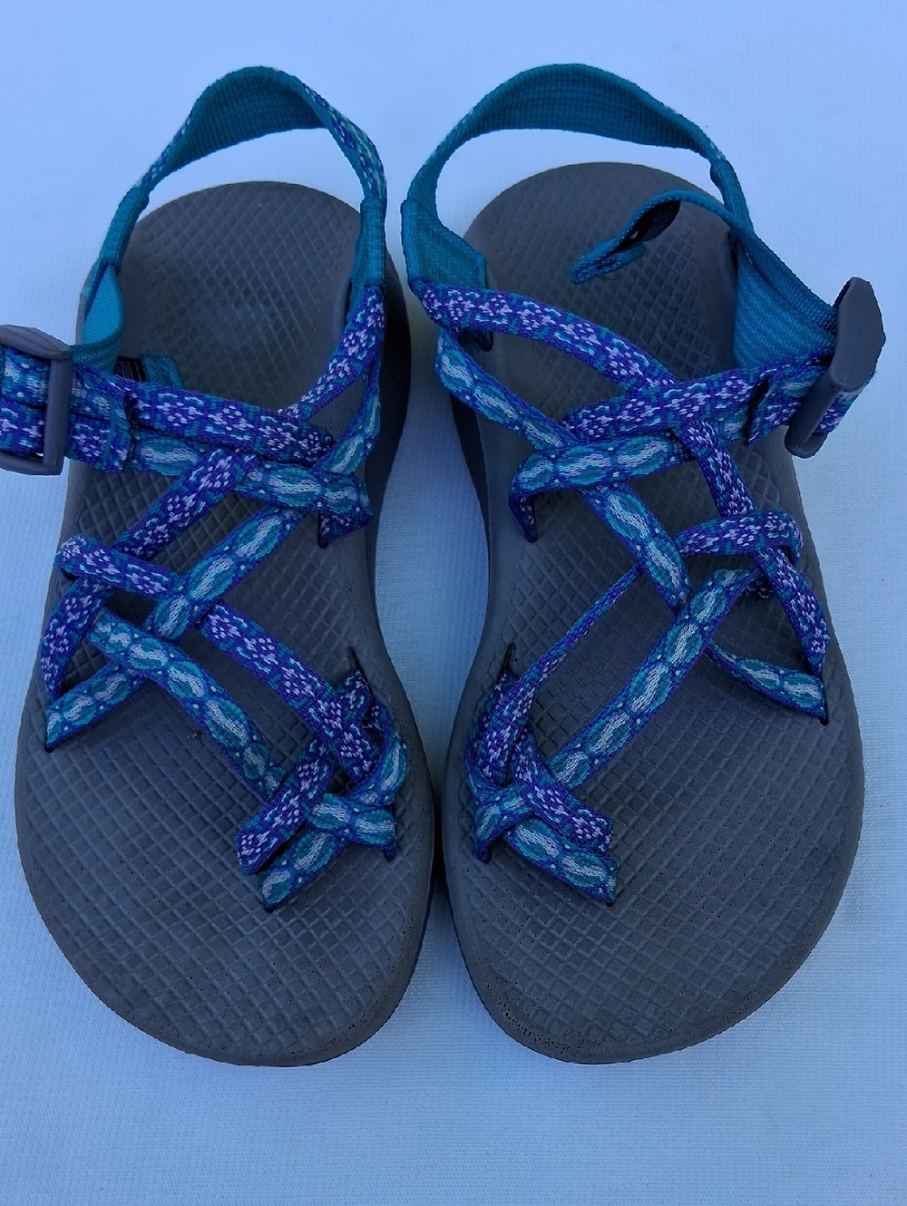 Chaco Women's Teal and Purple Strappy Sport Sandals